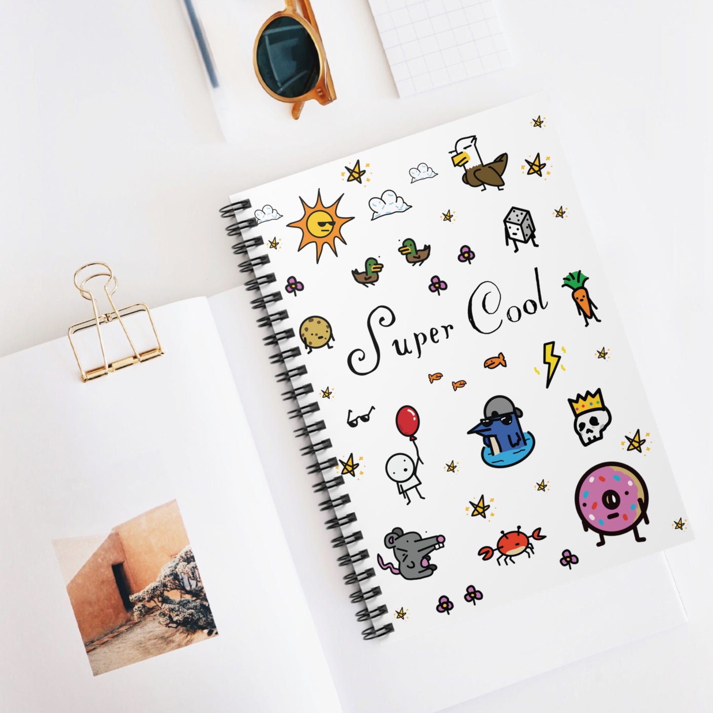 "Super Cool" Collage Spiral Notebook - Ruled Line