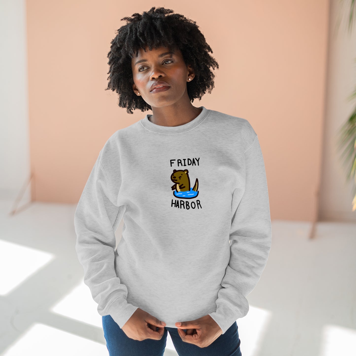 Friday Harbor Otter - Adult Crewneck Sweatshirt