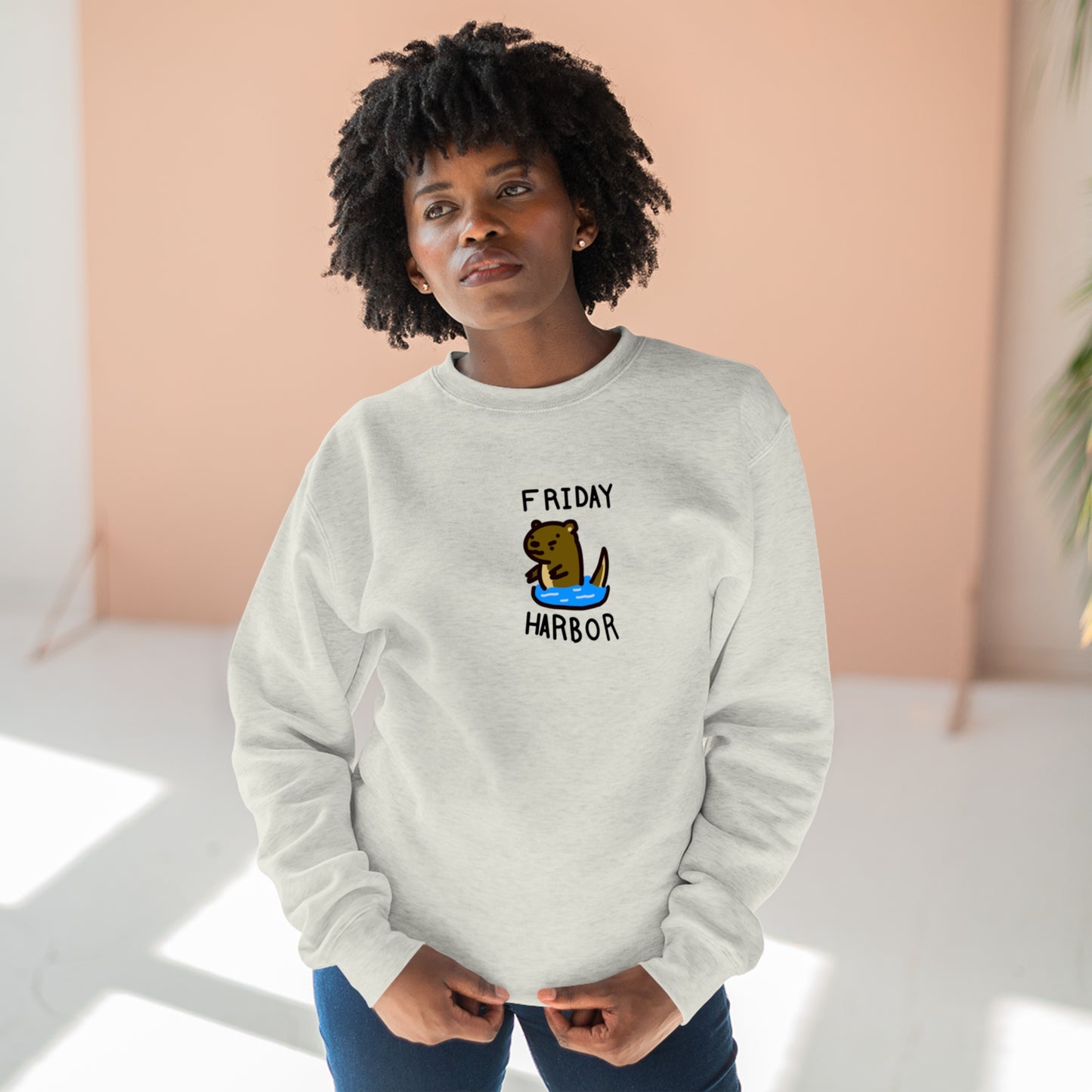 Friday Harbor Otter - Adult Crewneck Sweatshirt