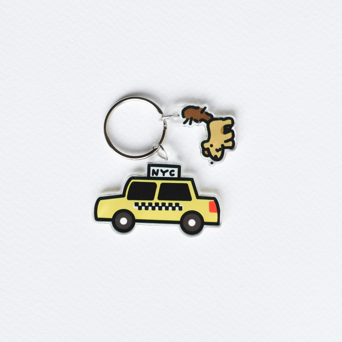 Taxi & Squirrel Charm Key Ring