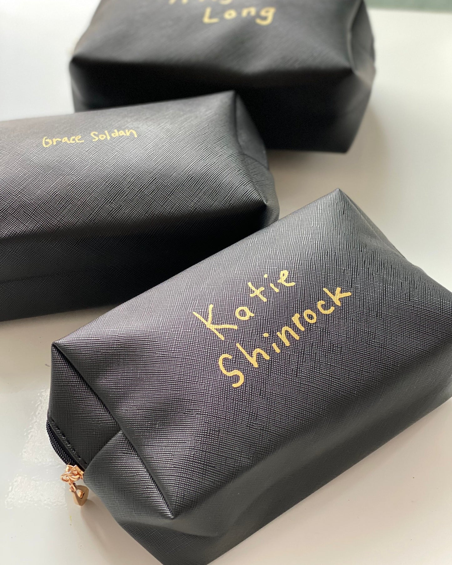 Golden make up bag