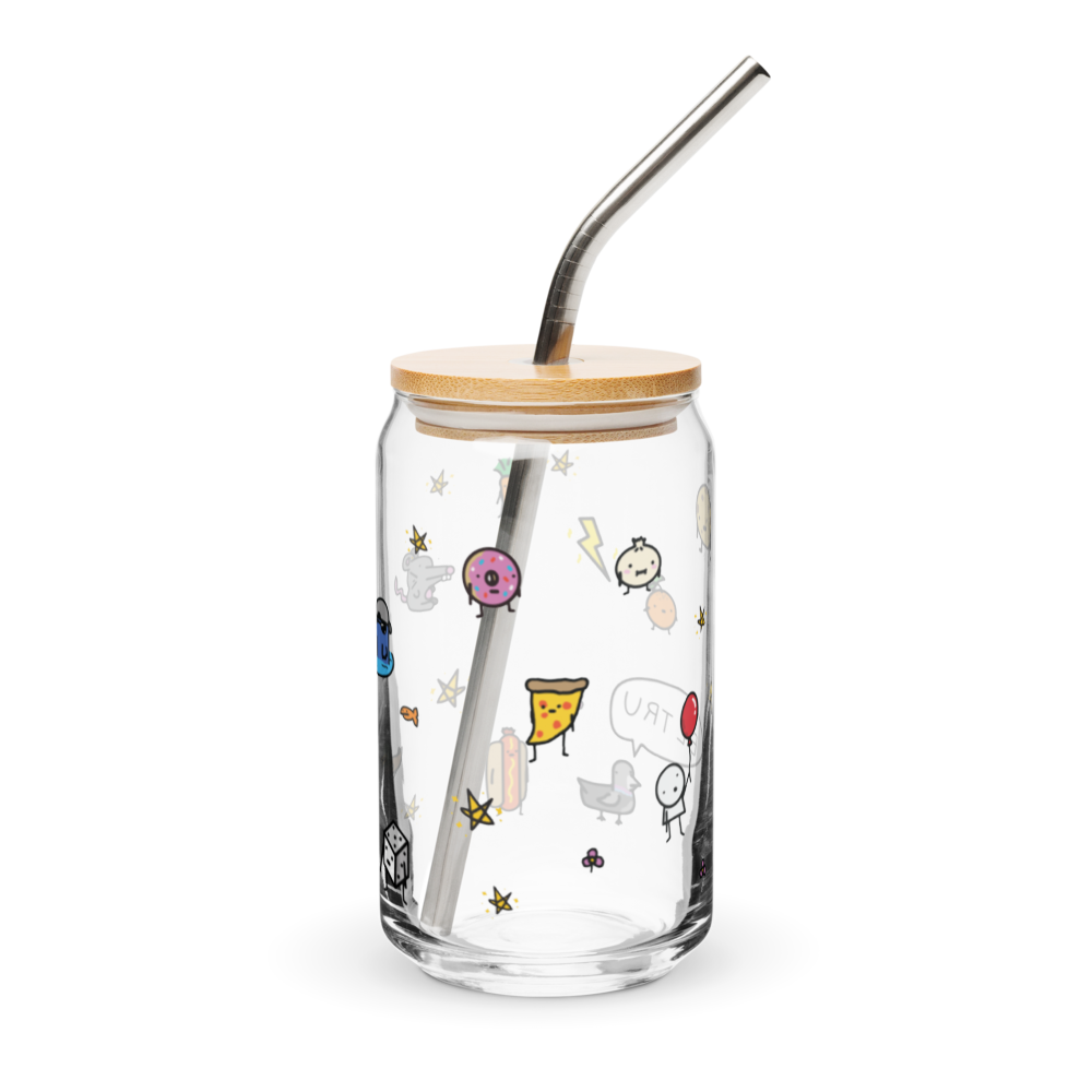 Be Tru Glass Cup with metal straw and lid