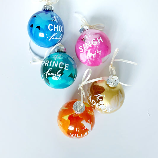 Customized marbled ornaments