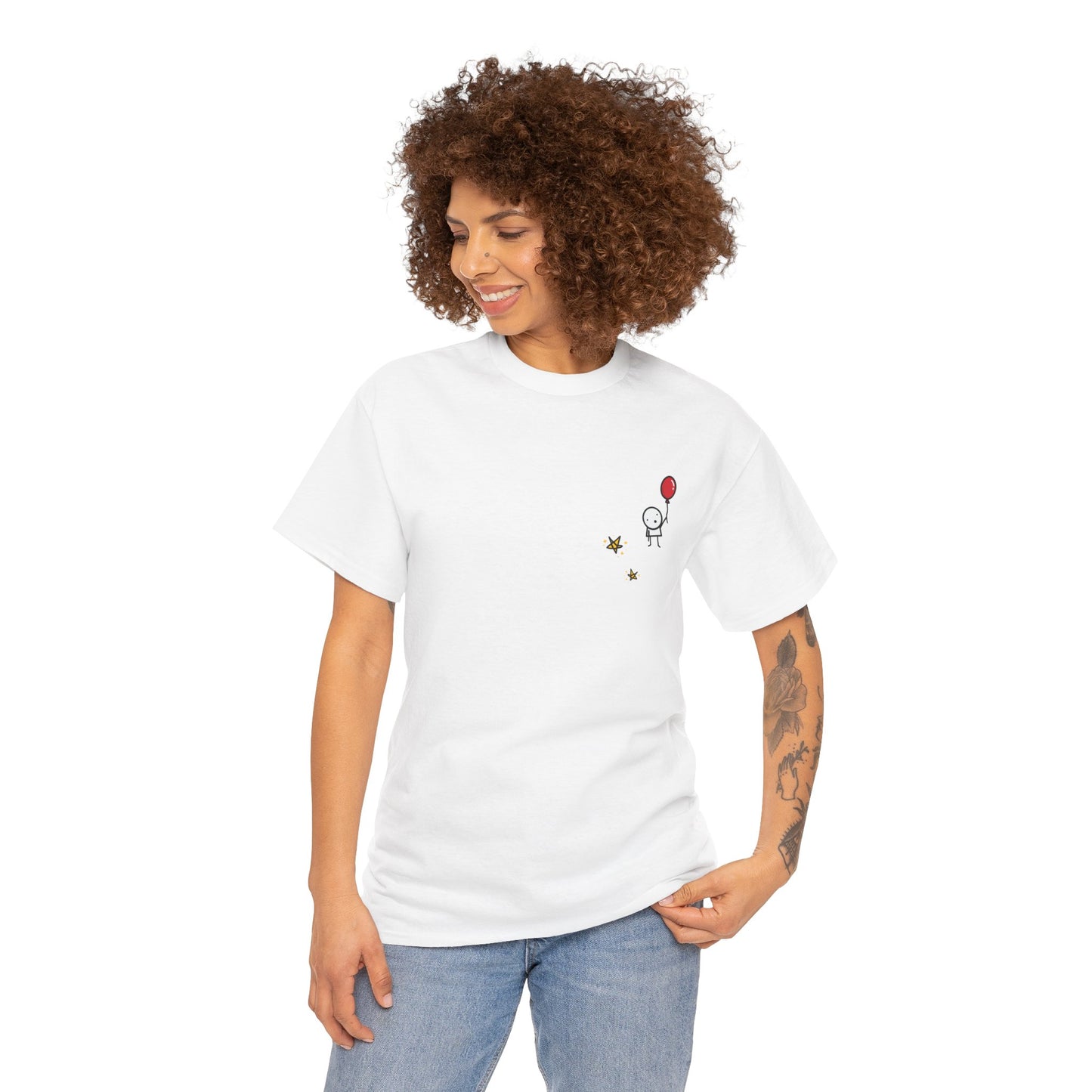 Boy with Balloon and Stars - Adult Heavy Cotton™ Tee