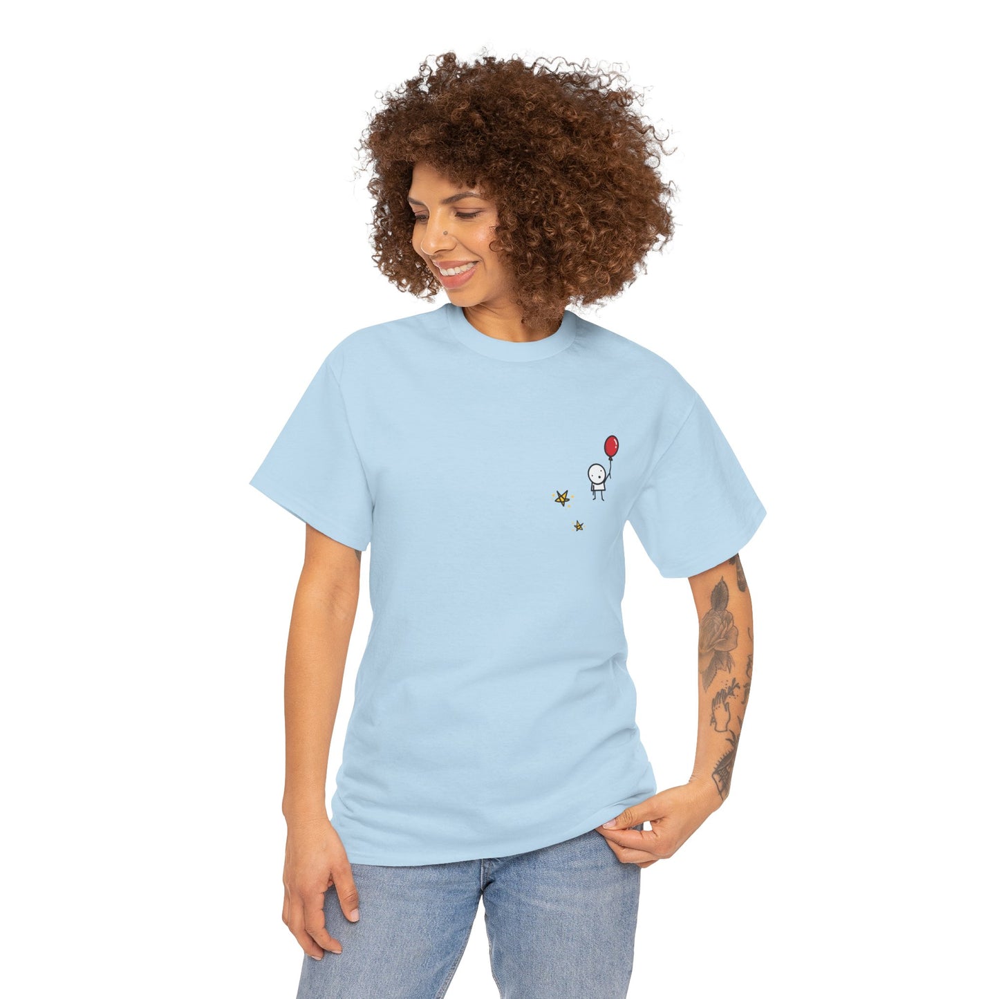 Boy with Balloon and Stars - Adult Heavy Cotton™ Tee