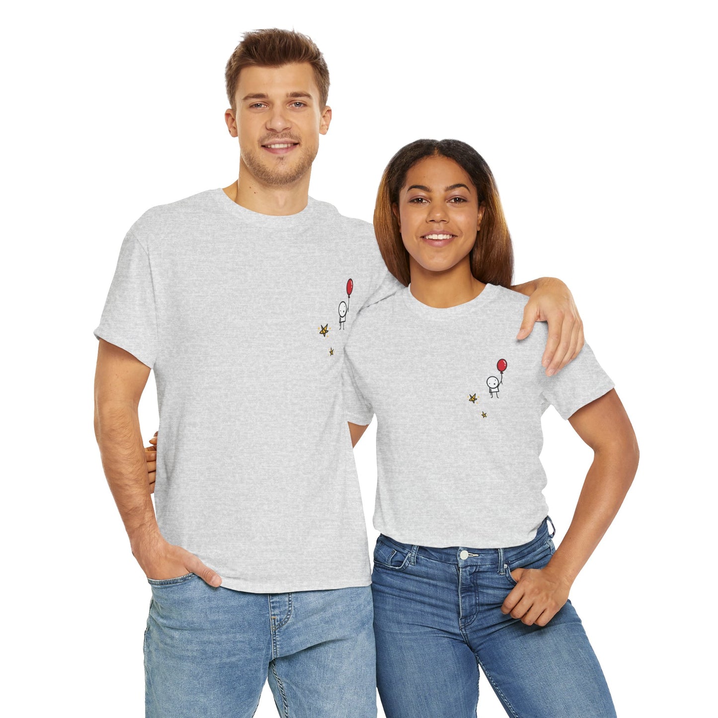 Boy with Balloon and Stars - Adult Heavy Cotton™ Tee