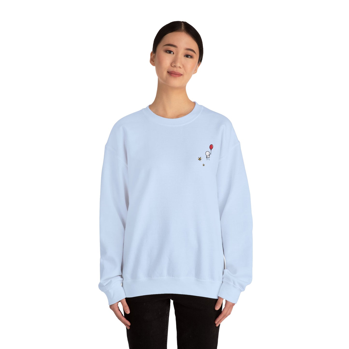 Boy with Balloon and Stars - Crewneck Sweatshirt