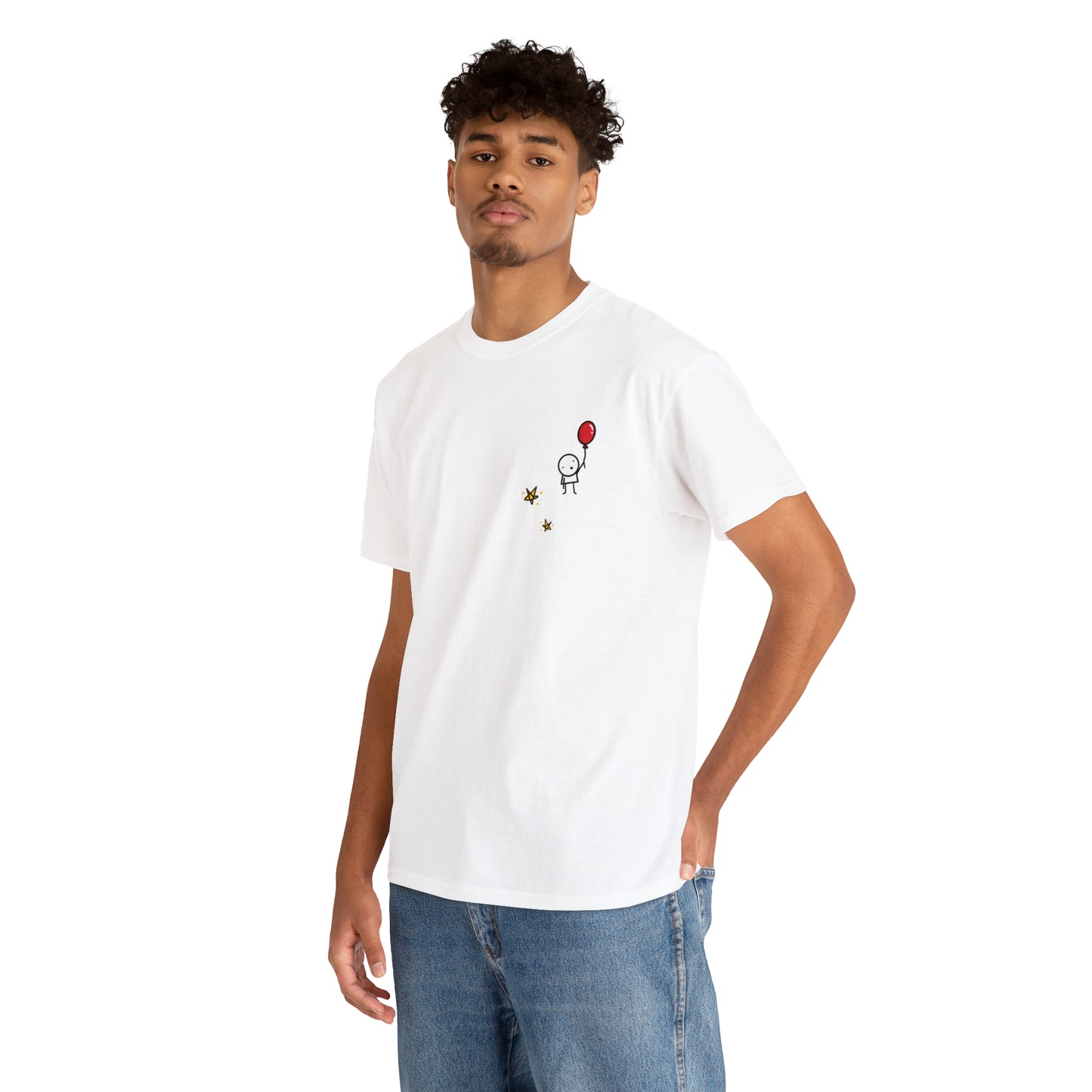 Boy with Balloon and Stars - Adult Heavy Cotton™ Tee