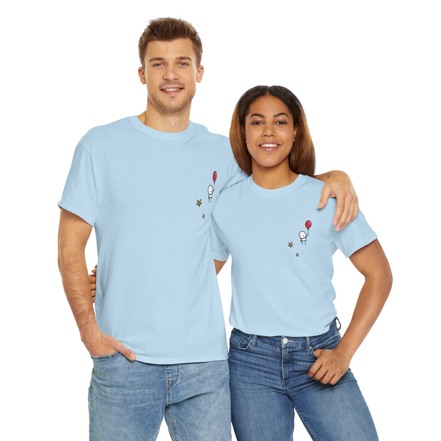 Boy with Balloon and Stars - Adult Heavy Cotton™ Tee