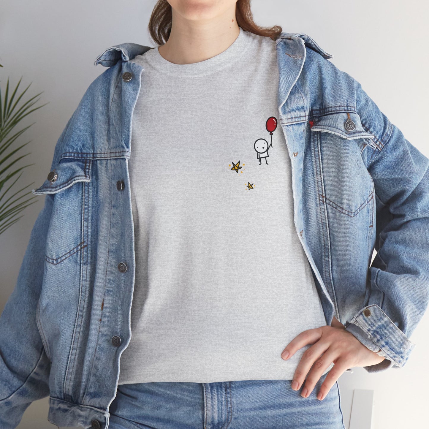 Boy with Balloon and Stars - Adult Heavy Cotton™ Tee