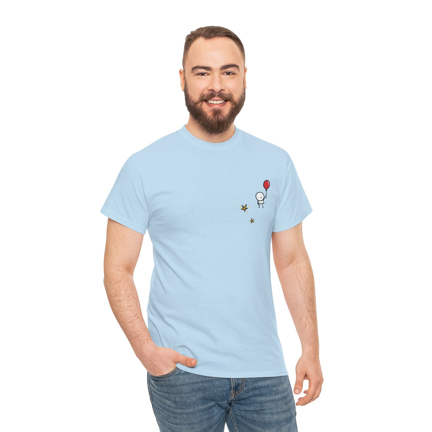 Boy with Balloon and Stars - Adult Heavy Cotton™ Tee