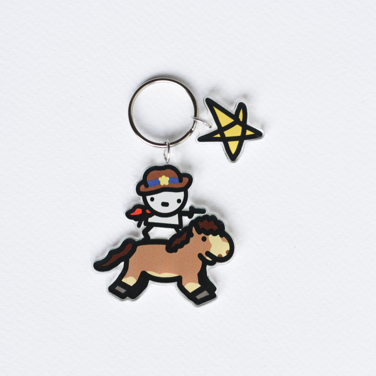 Cowboy Boy &amp; Star Charm Key Ring