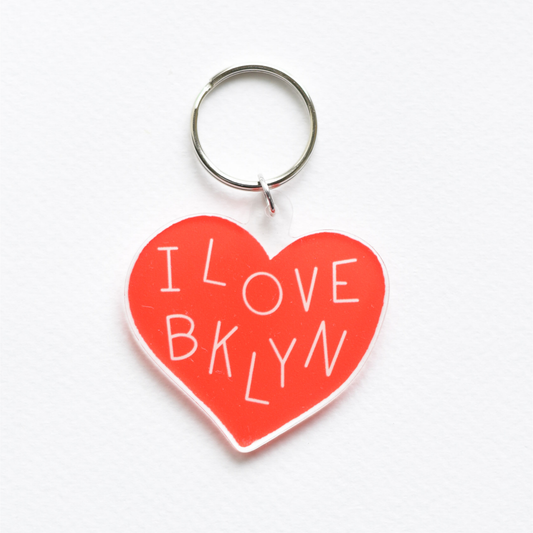 I Love BKLYN Heart Charm Key Ring