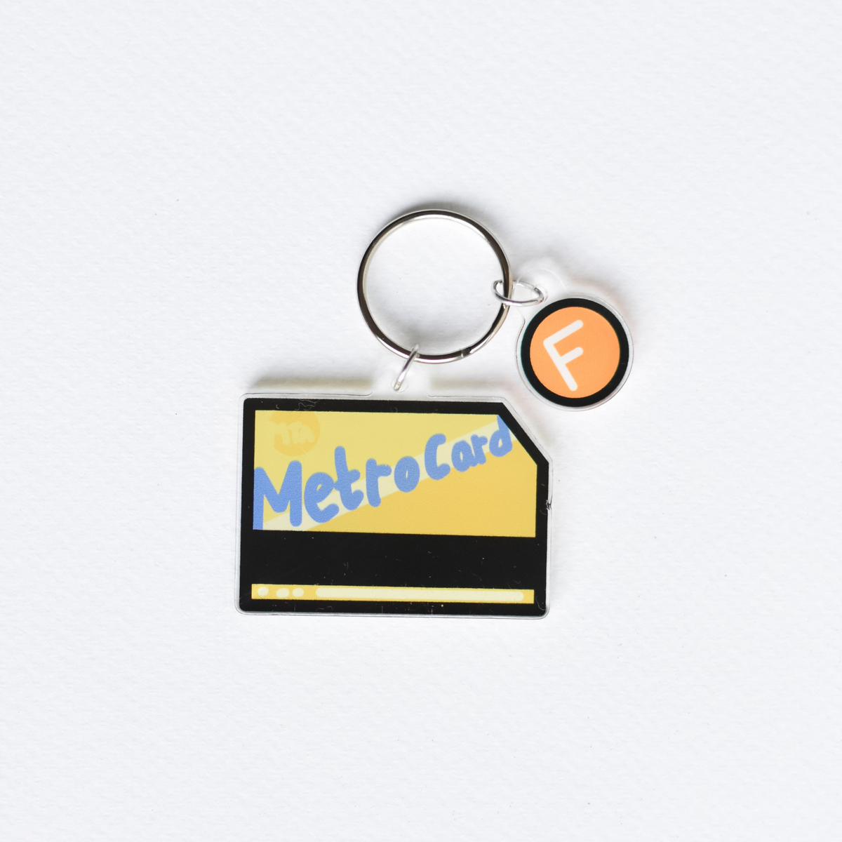 MetroCard &amp; F Train Charm Key Ring