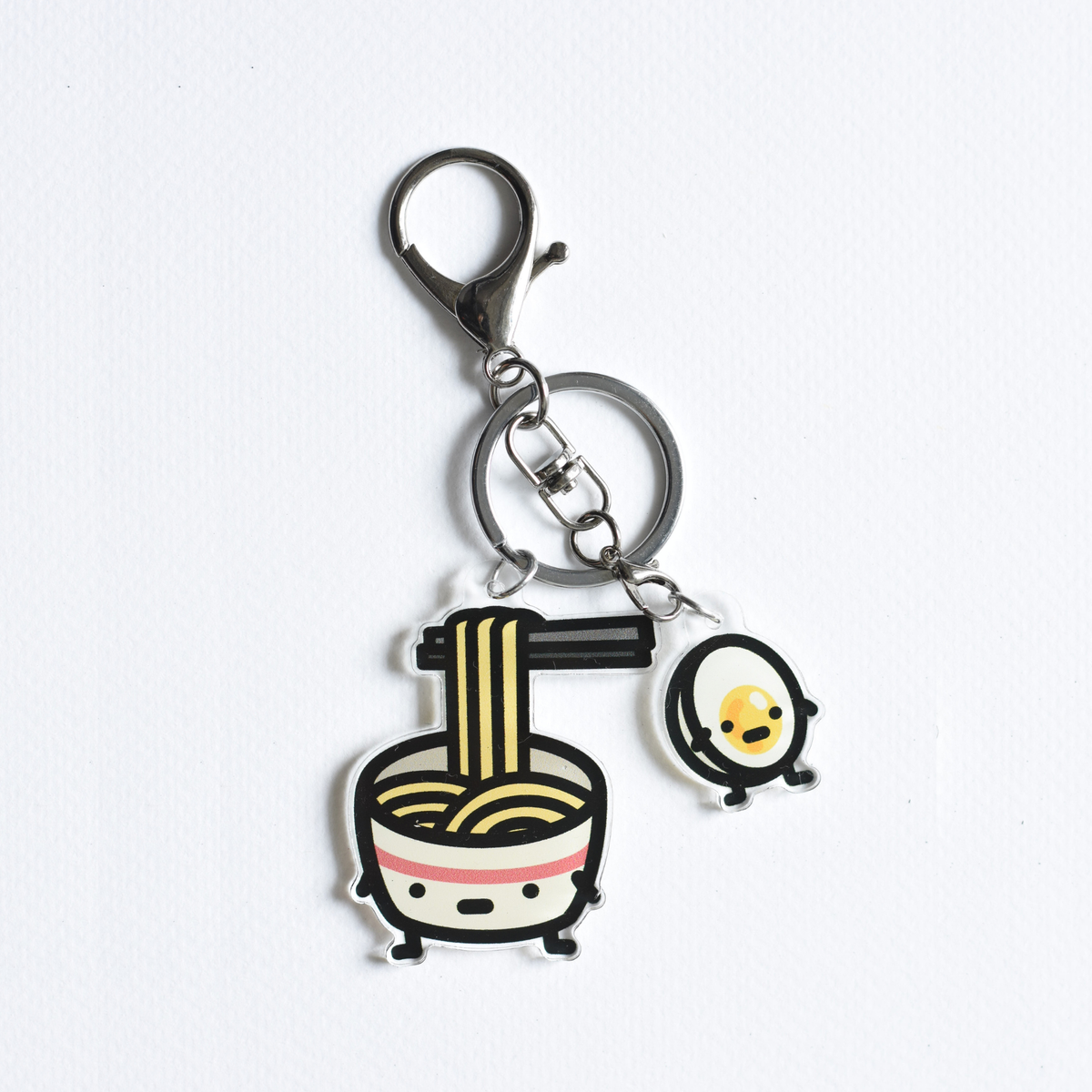 Ramen &amp; Egg Charm Key Ring Set