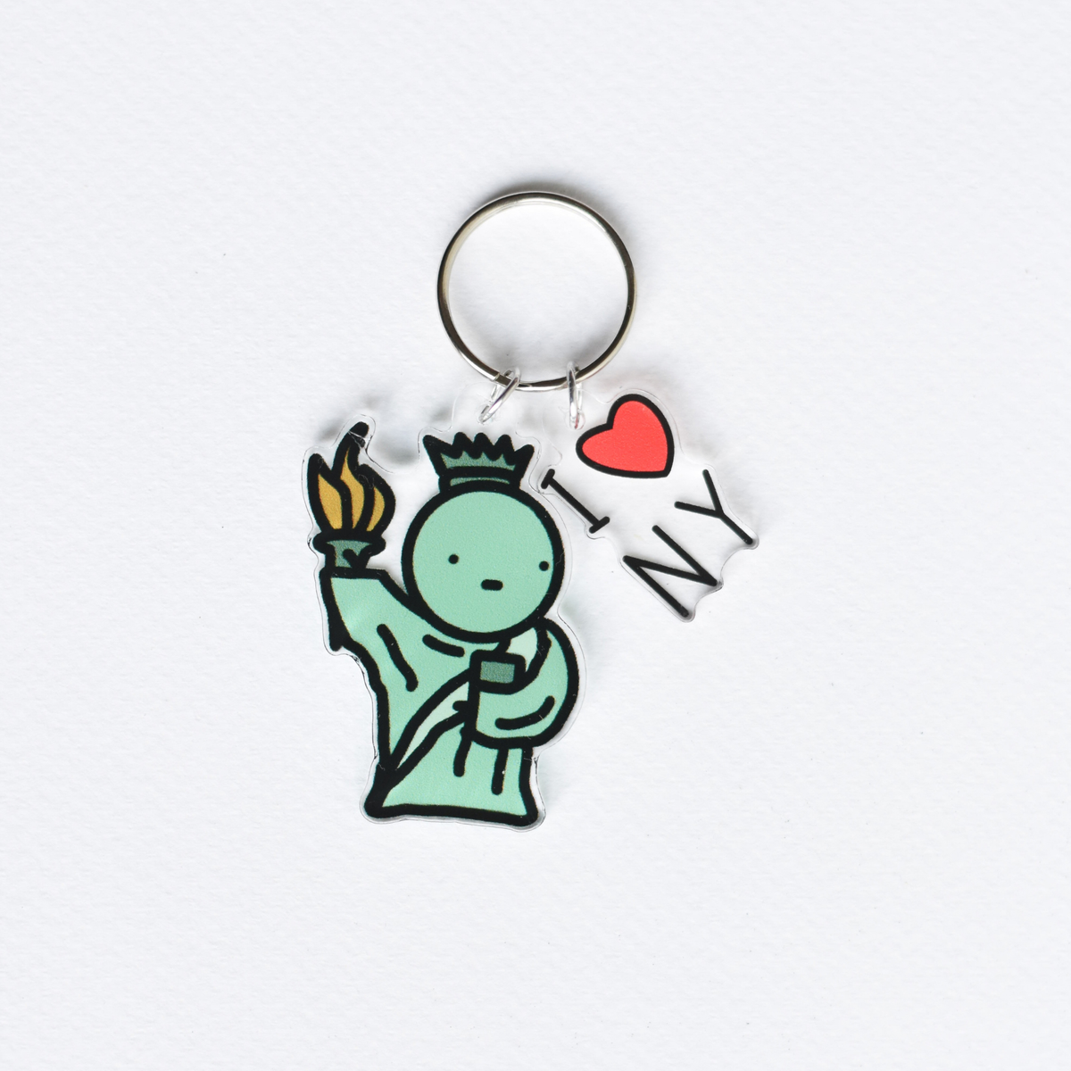 Statue of Liberty Loves NY Charm Key Ring