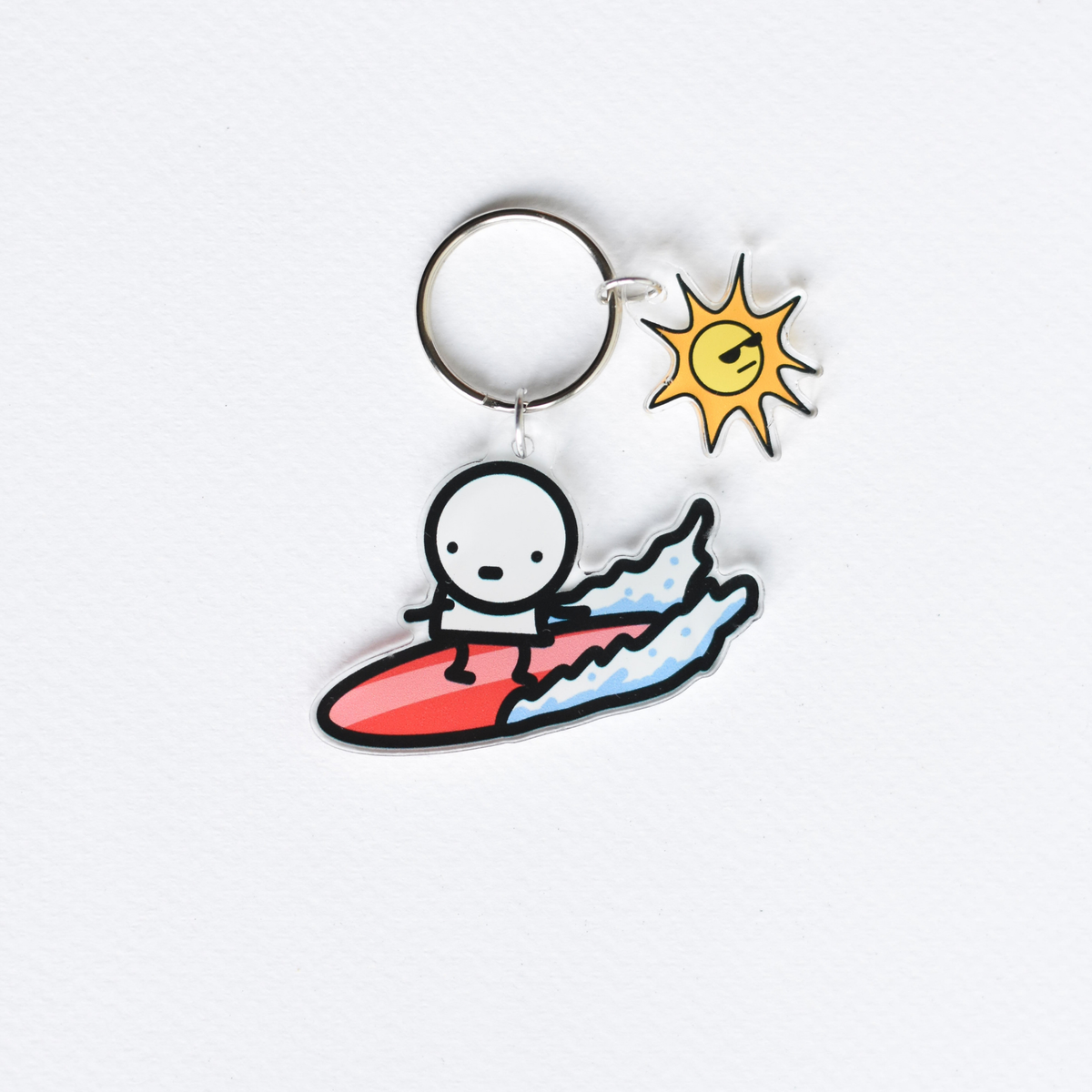 Surfer Boy &amp; Sun Charm Key Ring