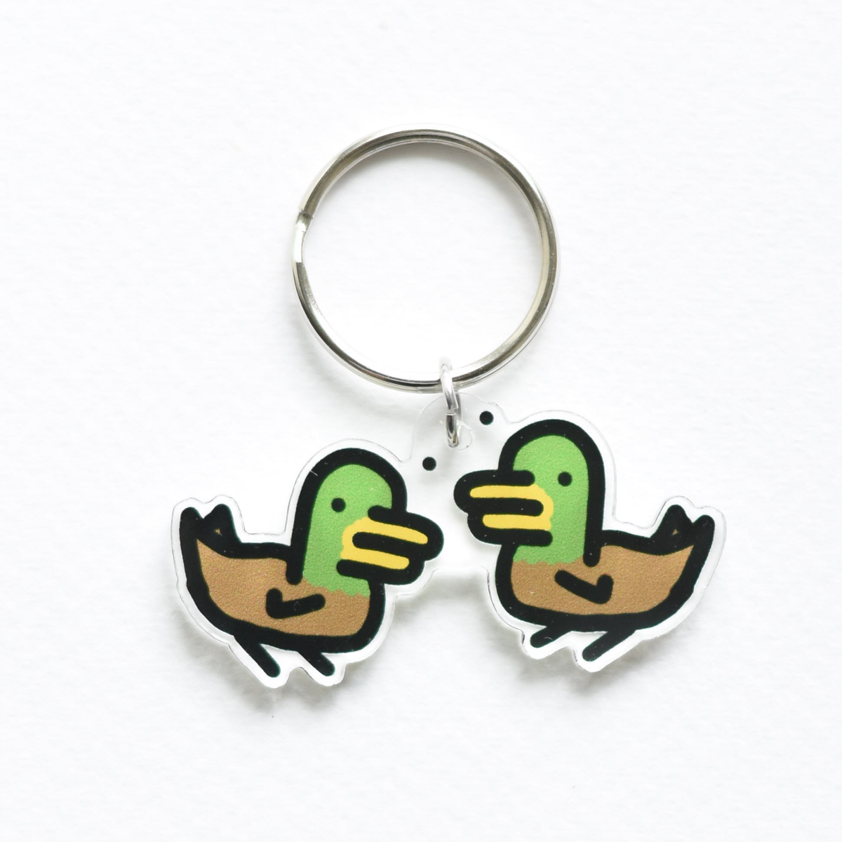 Twin ducks charm key ring