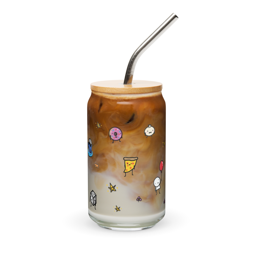 Be Tru Glass Cup with metal straw and lid